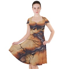 Texture Woodgrain Pattern Nature Wood Pattern Cap Sleeve Midi Dress