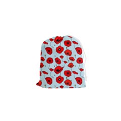 Poppies Flowers Red Seamless Pattern Drawstring Pouch (xs) by Maspions