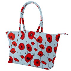 Poppies Flowers Red Seamless Pattern Canvas Shoulder Bag