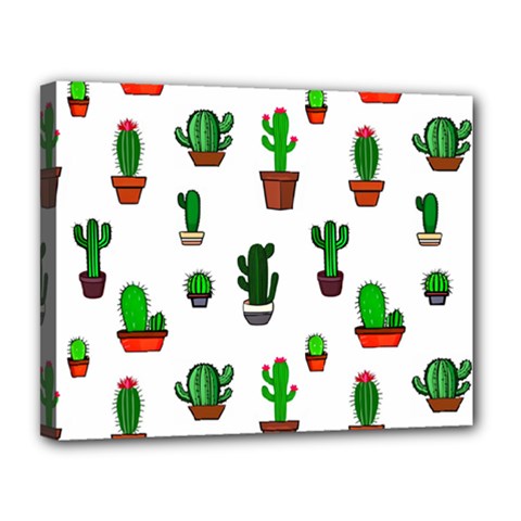 Cactus Plants Background Pattern Seamless Canvas 14  X 11  (stretched)