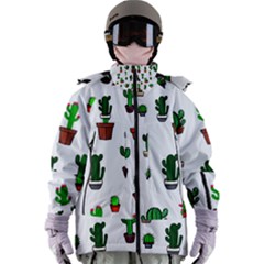 Cactus Plants Background Pattern Seamless Women s Zip Ski And Snowboard Waterproof Breathable Jacket
