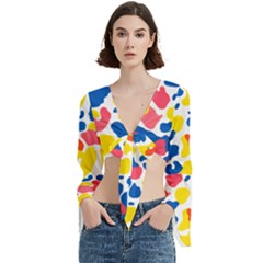 Colored Blots Painting Abstract Art Expression Creation Color Palette Paints Smears Experiments Mode Trumpet Sleeve Cropped Top