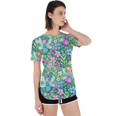 Fairies Fantasy Background Wallpaper Design Flowers Nature Colorful Perpetual Short Sleeve T-shirt