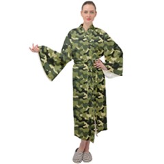 Camouflage Pattern Maxi Velvet Kimono