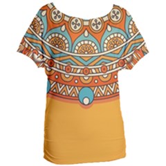 Mandala Orange Women s Oversized T-shirt by goljakoff
