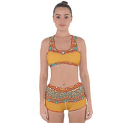 Mandala Orange Racerback Boyleg Bikini Set