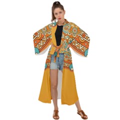 Mandala Orange Maxi Kimono