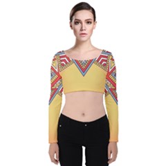 Mandala Sun Velvet Long Sleeve Crop Top