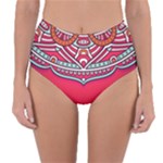 Mandala red Reversible High-Waist Bikini Bottoms