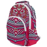 Mandala red Rounded Multi Pocket Backpack