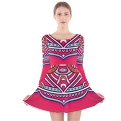 Mandala Red Long Sleeve Velvet Skater Dress by goljakoff