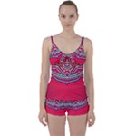 Mandala red Tie Front Two Piece Tankini