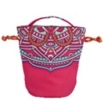 Mandala red Drawstring Bucket Bag
