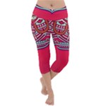 Mandala red Lightweight Velour Capri Yoga Leggings
