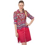 Mandala red Long Sleeve Mini Shirt Dress