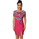 Mandala red Fitted Knot Split End Bodycon Dress