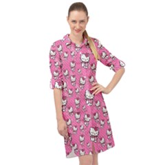 Hello Kitty Pattern, Hello Kitty, Child Long Sleeve Mini Shirt Dress by nateshop
