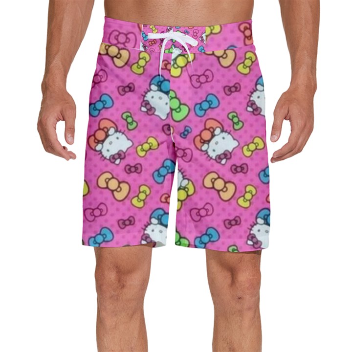 Hello Kitty, Cute, Pattern Men s Beach Shorts