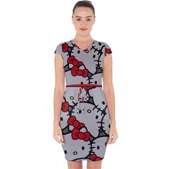 Hello Kitty, Pattern, Red Capsleeve Drawstring Dress  by nateshop
