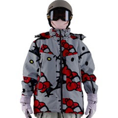 Hello Kitty, Pattern, Red Women s Zip Ski And Snowboard Waterproof Breathable Jacket by nateshop