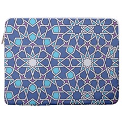 Islamic Ornament Texture, Texture With Stars, Blue Ornament Texture 17  Vertical Laptop Sleeve Case With Pocket by nateshop