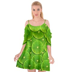 Lime Textures Macro, Tropical Fruits, Citrus Fruits, Green Lemon Texture Cutout Spaghetti Strap Chiffon Dress by nateshop