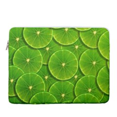 Lime Textures Macro, Tropical Fruits, Citrus Fruits, Green Lemon Texture 16  Vertical Laptop Sleeve Case With Pocket by nateshop
