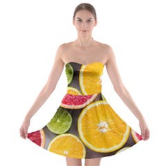 Oranges, Grapefruits, Lemons, Limes, Fruits Strapless Bra Top Dress by nateshop
