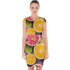 Oranges, Grapefruits, Lemons, Limes, Fruits Capsleeve Drawstring Dress  by nateshop