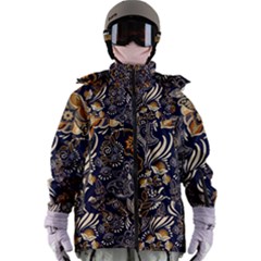 Paisley Texture, Floral Ornament Texture Women s Zip Ski And Snowboard Waterproof Breathable Jacket
