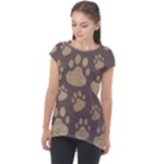 Paws Patterns, Creative, Footprints Patterns Cap Sleeve High Low Top