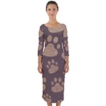Paws Patterns, Creative, Footprints Patterns Quarter Sleeve Midi Bodycon Dress