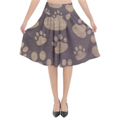 Paws Patterns, Creative, Footprints Patterns Flared Midi Skirt by nateshop