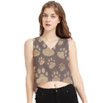 Paws Patterns, Creative, Footprints Patterns V-Neck Cropped Tank Top