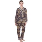 Paws Patterns, Creative, Footprints Patterns Women s Long Sleeve Satin Pajamas Set	