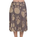 Paws Patterns, Creative, Footprints Patterns Velvet Flared Midi Skirt