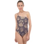 Paws Patterns, Creative, Footprints Patterns Classic One Shoulder Swimsuit