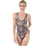 Paws Patterns, Creative, Footprints Patterns High Leg Strappy Swimsuit