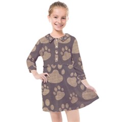 Paws Patterns, Creative, Footprints Patterns Kids  Quarter Sleeve Shirt Dress by nateshop