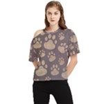Paws Patterns, Creative, Footprints Patterns One Shoulder Cut Out T-Shirt