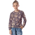 Paws Patterns, Creative, Footprints Patterns Kids  Long Sleeve T-Shirt with Frill 
