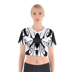 Black Silhouette Artistic Hand Draw Symbol Wb Cotton Crop Top by dflcprintsclothing