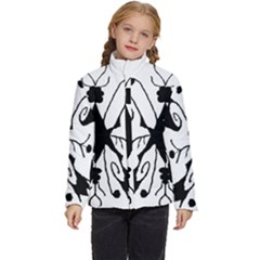 Black Silhouette Artistic Hand Draw Symbol Wb Kids  Puffer Bubble Jacket Coat by dflcprintsclothing