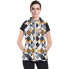 Pattern Tile Squares Triangles Seamless Geometry Women s Puffer Vest