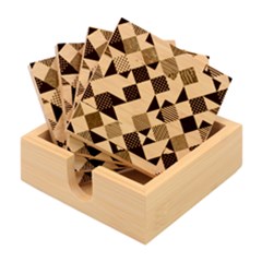 Pattern Tile Squares Triangles Seamless Geometry Bamboo Coaster Set by Maspions