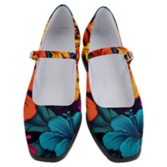 Hibiscus Flowers Colorful Vibrant Tropical Garden Bright Saturated Nature Women s Mary Jane Shoes by Maspions