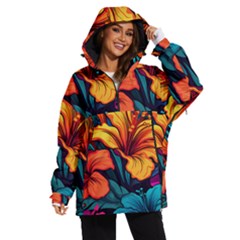 Hibiscus Flowers Colorful Vibrant Tropical Garden Bright Saturated Nature Women s Ski And Snowboard Waterproof Breathable Jacket