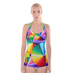 Bring Colors To Your Day Boyleg Halter Swimsuit  by elizah032470