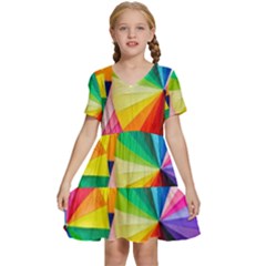 Bring Colors To Your Day Kids  Short Sleeve Tiered Mini Dress