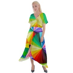Bring Colors To Your Day Cross Front Sharkbite Hem Maxi Dress by elizah032470
